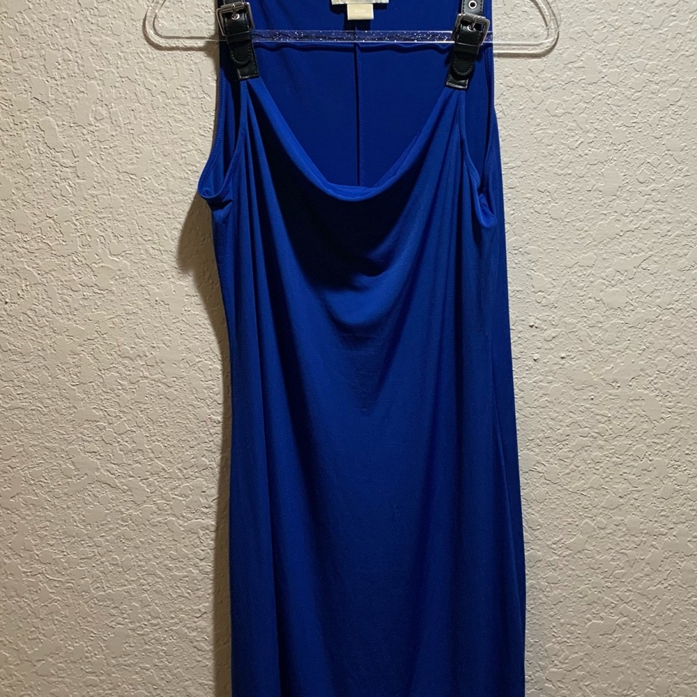 New NWT blue Michael Kors dress with leather buckle straps in size Large - Picture 4 of 5